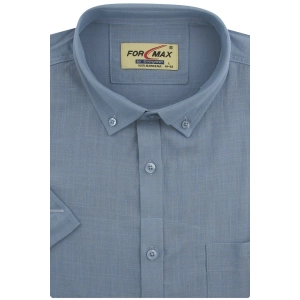 Koszula Męska Lniana Casual Gładka Niebieska Regular Formax R283