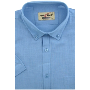 Koszula Męska Lniana Casual Gładka Niebieska Regular Formax R286
