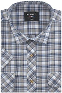 Koszula Męska Casual Beżowa w Kratkę Regular Modely R293