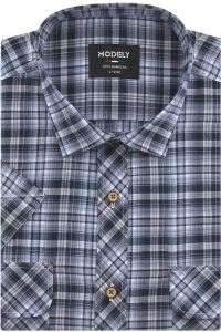 Koszula Męska Casual Granatowa w Kratkę Regular Modely R295