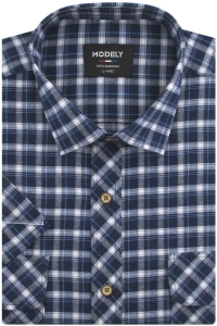 Koszula Męska Casual Granatowa w Kratkę Regular Modely R299