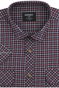 Koszula Męska Casual Bordowa w Kratkę Regular Modely R302