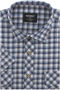 Koszula Męska Casual Granatowa w Kratkę Regular Modely R304