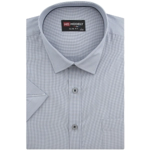 Koszula Męska Elegancka Szara w Drobną Kratkę Slim Fit Modely R307