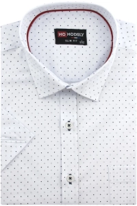 Koszula Męska Elegancka Biała we Wzorki Slim Fit Modely R313