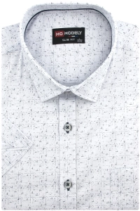 Koszula Męska Elegancka Biała we Wzorki Slim Fit Modely R319