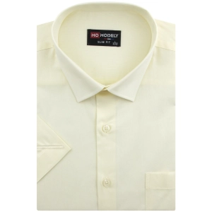 Koszula Męska Elegancka Gładka Żółta Slim Fit Modely R322