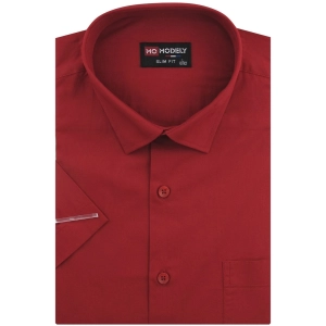 Koszula Męska Elegancka Gładka Czerwona Slim Fit Modely R324