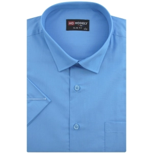Koszula Męska Elegancka Gładka Niebieska Slim Fit Modely R325