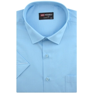 Koszula Męska Elegancka Gładka Niebieska Slim Fit Modely R327