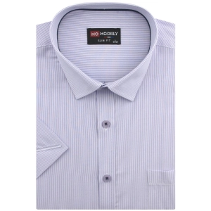 Koszula Męska Elegancka Fioletowa w Paski Slim Fit  Modely R355