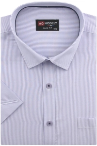 Koszula Męska Elegancka Fioletowa w Paski Slim Fit  Modely R355