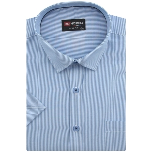 Koszula Męska Elegancka Niebieska w Paski Slim Fit  Modely R356