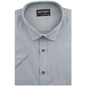 Koszula Męska Elegancka Szara w Paski Slim Fit  Modely R357