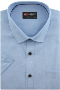 Koszula Męska Dzianinowa Casual Gładka Błękitna Slim Fit Modely R359