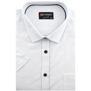Koszula Męska Lniana Casual Gładka Biała Slim Fit Modely R366