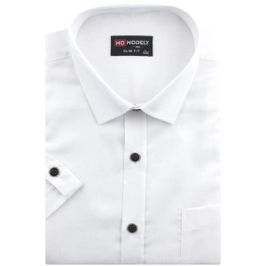 Koszula Męska Lniana Casual Gładka Biała Slim Fit Modely R370