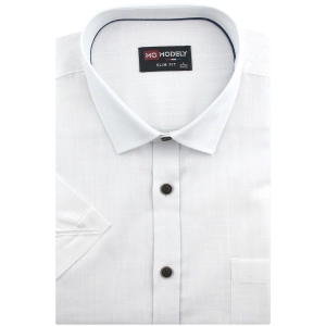 Koszula Męska Lniana Casual Gładka Biała Slim Fit Modely R374