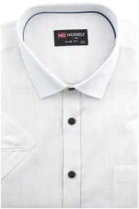 Koszula Męska Lniana Casual Gładka Biała Slim Fit Modely R374