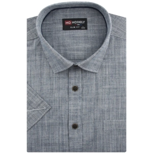 Koszula Męska Lniana Casual Gładka Grafitowa Slim Fit Modely R376