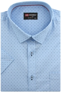 Koszula Męska Elegancka Niebieska we Wzorki Duże Rozmiary Modely R396