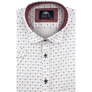 Koszula Męska Elegancka Biała we Wzorki Slim Fit Classo R420