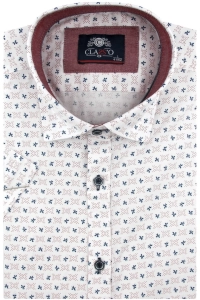 Koszula Męska Elegancka Biała we Wzorki Slim Fit Classo R420