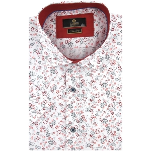 Koszula Męska Elegancka Biała w Kwiatki Slim Fit Classo R421