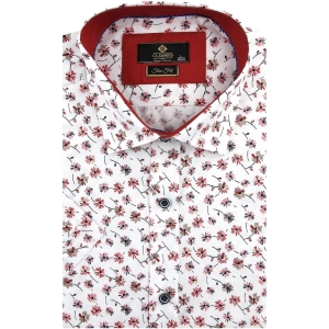 Koszula Męska Elegancka Biała w Kwiatki Slim Fit Classo R422