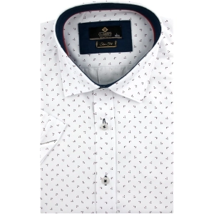 Koszula Męska Elegancka Biała we Wzorki  Slim Fit Classo R424