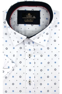 Koszula Męska Elegancka Biała we Wzory Slim Fit Classo R425