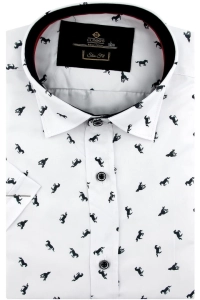 Koszula Męska Elegancka Biała w Koniki Slim Fit Classo R430