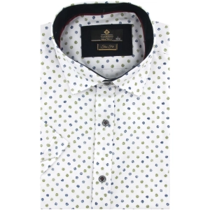 Koszula Męska Elegancka Biała we Wzorki Slim Fit Classo R434