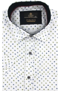 Koszula Męska Elegancka Biała we Wzorki Slim Fit Classo R434