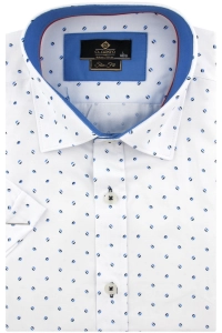 Koszula Męska Elegancka Biała we Wzorki Slim Fit Classo R435