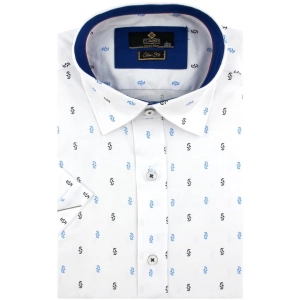 Koszula Męska Elegancka Biała we Wzorki Slim Fit Classo R436
