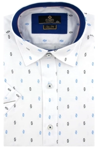 Koszula Męska Elegancka Biała we Wzorki Slim Fit Classo R436