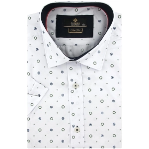 Koszula Męska Elegancka Biała we Wzorki Slim Fit Classo R437
