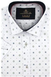 Koszula Męska Elegancka Biała we Wzorki Slim Fit Classo R437