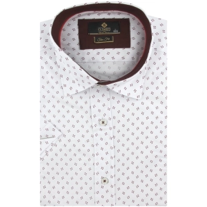 Koszula Męska Elegancka Biała we Wzorki  Slim Fit Classo R438