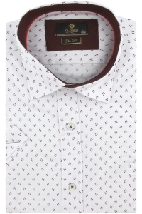 Koszula Męska Elegancka Biała we Wzorki  Slim Fit Classo R438