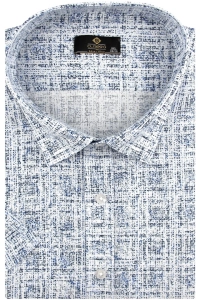 Koszula Męska Elegancka Niebieska we Wzorki Duże rozmiary Classo R449