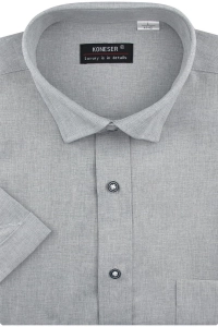 Koszula Męska Lniana Casual Gładka Szara Regular Koneser R491