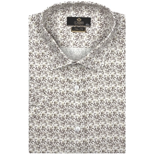 Koszula Męska Elegancka Biała w Kwiatki Slim Fit Classo R403