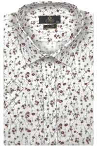 Koszula Męska Elegancka Biała w Kwiatki  Slim Fit Classo R404