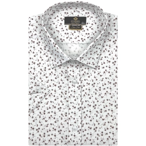 Koszula Męska Elegancka Biała w Kwiatki Slim Fit Classo R405