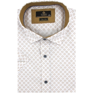 Koszula Męska Elegancka Biała we Wzorki Slim Fit Classo R418