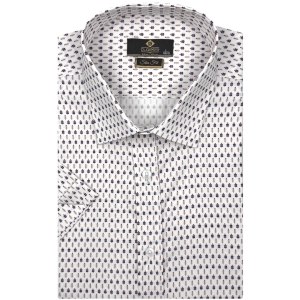 Koszula Męska Elegancka Biała we Wzorki Slim Fit Classo R412