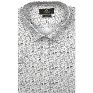 Koszula Męska Elegancka Biała w Kwiatki Slim Fit Classo R413