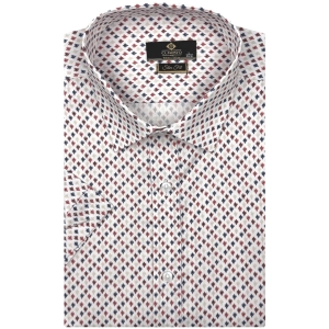 Koszula Męska Elegancka Biała we Wzorki Slim Fit Classo R415
